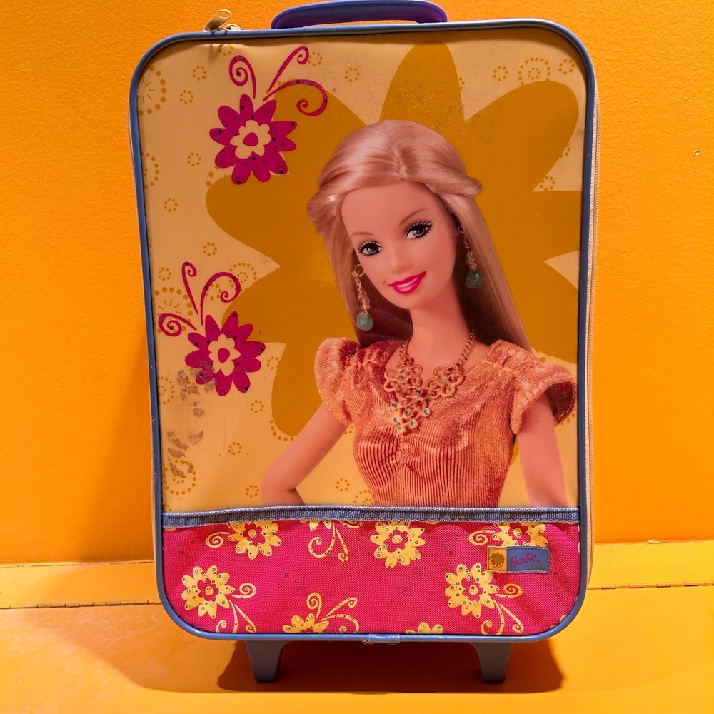 Vintage Barbie Floral Rolling Suitcase as shown